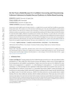 Do Not Trust a Model Because It is Confident: Uncovering and
  Characterizing Unknown Unknowns to Student Success Predictors in Online-Based
  Learning
