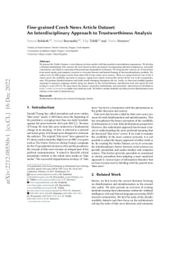 Fine-grained Czech News Article Dataset: An Interdisciplinary Approach
  to Trustworthiness Analysis