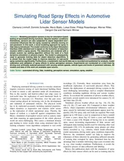 Simulating Road Spray Effects in Automotive Lidar Sensor Models