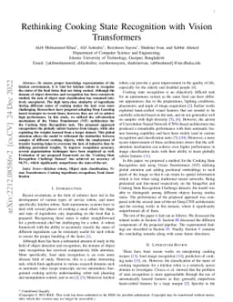 Rethinking Cooking State Recognition with Vision Transformers