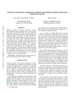 EffMulti: Efficiently Modeling Complex Multimodal Interactions for
  Emotion Analysis