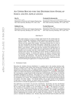 An Upper Bound for the Distribution Overlap Index and Its Applications
