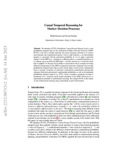 Causal Temporal Reasoning for Markov Decision Processes