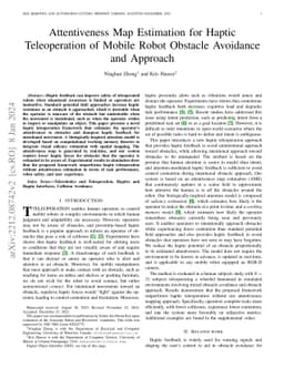 Attentiveness Map Estimation for Haptic Teleoperation of Mobile Robot
  Obstacle Avoidance and Approach