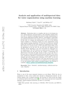 Analysis and application of multispectral data for water segmentation
  using machine learning
