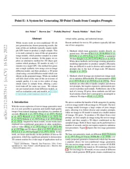 Point-E: A System for Generating 3D Point Clouds from Complex Prompts