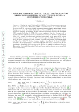 Two-Scale Gradient Descent Ascent Dynamics Finds Mixed Nash Equilibria
  of Continuous Games: A Mean-Field Perspective