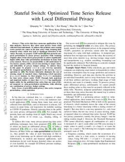 Stateful Switch: Optimized Time Series Release with Local Differential
  Privacy