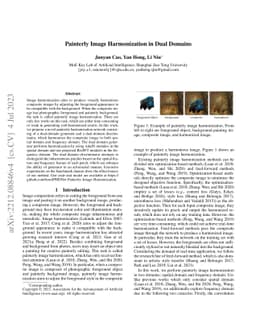 Painterly Image Harmonization in Dual Domains