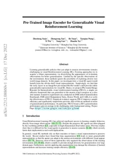 Pre-Trained Image Encoder for Generalizable Visual Reinforcement
  Learning
