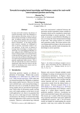 Towards leveraging latent knowledge and Dialogue context for real-world
  conversational question answering