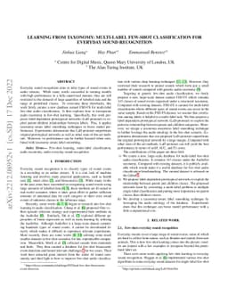 Learning from Taxonomy: Multi-label Few-Shot Classification for Everyday
  Sound Recognition