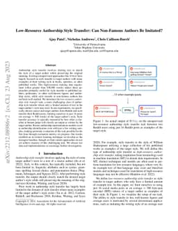 Low-Resource Authorship Style Transfer: Can Non-Famous Authors Be
  Imitated?