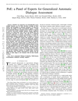 PoE: a Panel of Experts for Generalized Automatic Dialogue Assessment