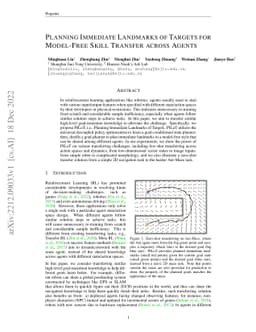 Planning Immediate Landmarks of Targets for Model-Free Skill Transfer
  across Agents