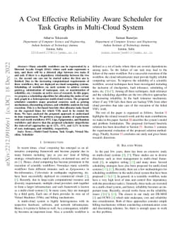 A Cost Effective Reliability Aware Scheduler for Task Graphs in
  Multi-Cloud System