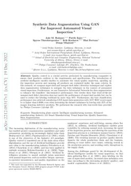 Synthetic Data Augmentation Using GAN For Improved Automated Visual
  Inspection