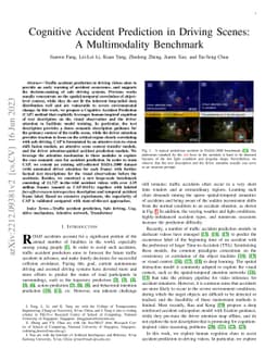 Cognitive Accident Prediction in Driving Scenes: A Multimodality
  Benchmark