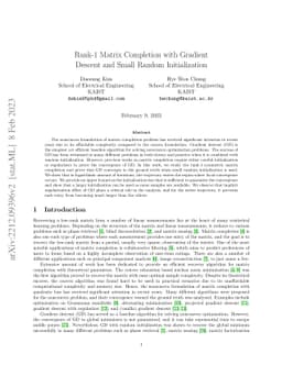 Rank-1 Matrix Completion with Gradient Descent and Small Random
  Initialization