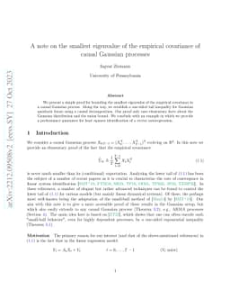 A note on the smallest eigenvalue of the empirical covariance of causal
  Gaussian processes