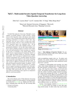 MIST: Multi-modal Iterative Spatial-Temporal Transformer for Long-form
  Video Question Answering