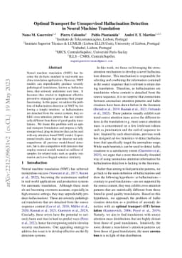 Optimal Transport for Unsupervised Hallucination Detection in Neural
  Machine Translation