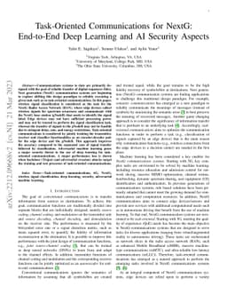 Task-Oriented Communications for NextG: End-to-End Deep Learning and AI
  Security Aspects