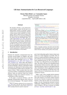 LR-Sum: Summarization for Less-Resourced Languages