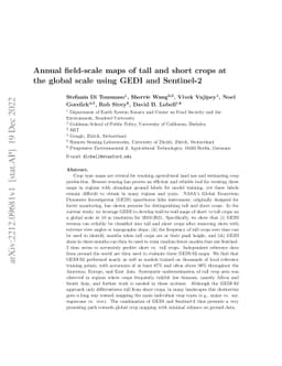 Annual field-scale maps of tall and short crops at the global scale
  using GEDI and Sentinel-2