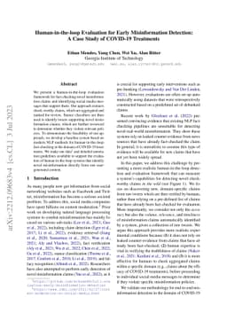 Human-in-the-loop Evaluation for Early Misinformation Detection: A Case
  Study of COVID-19 Treatments
