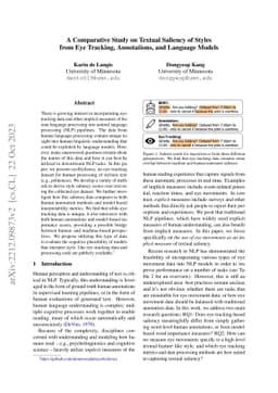A Comparative Study on Textual Saliency of Styles from Eye Tracking,
  Annotations, and Language Models
