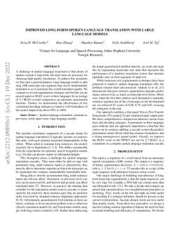 Improved Long-Form Spoken Language Translation with Large Language
  Models