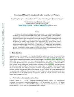 Continual Mean Estimation Under User-Level Privacy