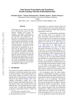 Joint Speech Transcription and Translation: Pseudo-Labeling with
  Out-of-Distribution Data