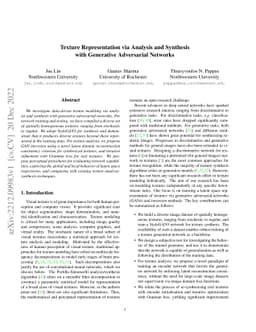 Texture Representation via Analysis and Synthesis with Generative
  Adversarial Networks