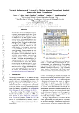 Towards Robustness of Text-to-SQL Models Against Natural and Realistic
  Adversarial Table Perturbation