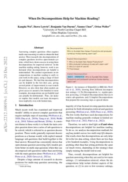 When Do Decompositions Help for Machine Reading?