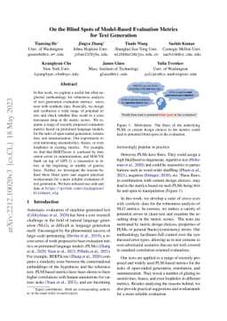 On the Blind Spots of Model-Based Evaluation Metrics for Text Generation