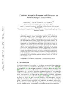 Content Adaptive Latents and Decoder for Neural Image Compression