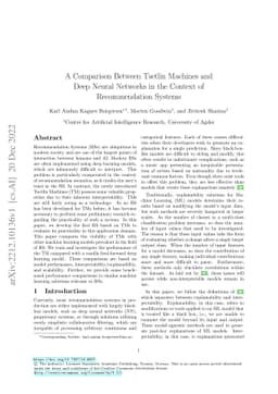 A Comparison Between Tsetlin Machines and Deep Neural Networks in the
  Context of Recommendation Systems