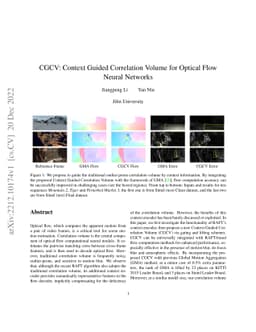 CGCV:Context Guided Correlation Volume for Optical Flow Neural Networks