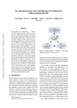 Pay Attention to Your Tone: Introducing a New Dataset for Polite
  Language Rewrite