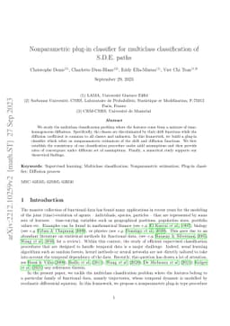 Nonparametric plug-in classifier for multiclass classification of S.D.E.
  paths
