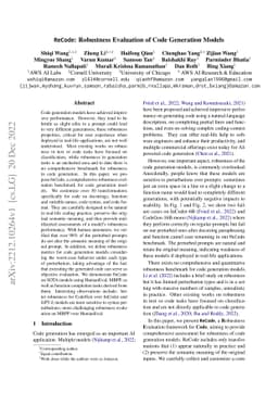 ReCode: Robustness Evaluation of Code Generation Models