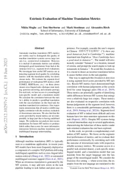 Extrinsic Evaluation of Machine Translation Metrics