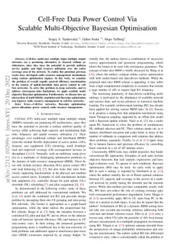 Cell-Free Data Power Control Via Scalable Multi-Objective Bayesian
  Optimisation