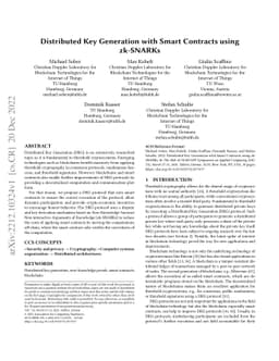 Distributed Key Generation with Smart Contracts using zk-SNARKs