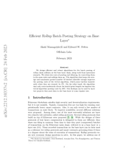 Efficient Rollup Batch Posting Strategy on Base Layer