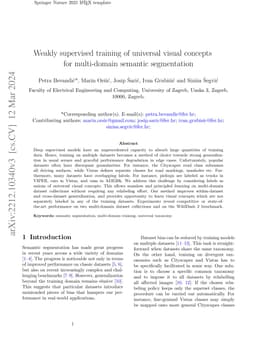Weakly supervised training of universal visual concepts for multi-domain
  semantic segmentation