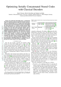 Optimizing Serially Concatenated Neural Codes with Classical Decoders